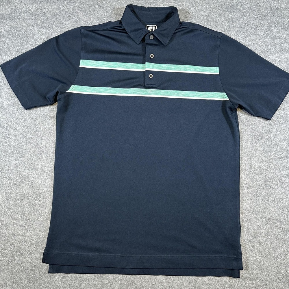 FootJoy Polo Shirt Mens Large Athletic Fit Striped Golf Performance Golfwear - Picture 2 of 8